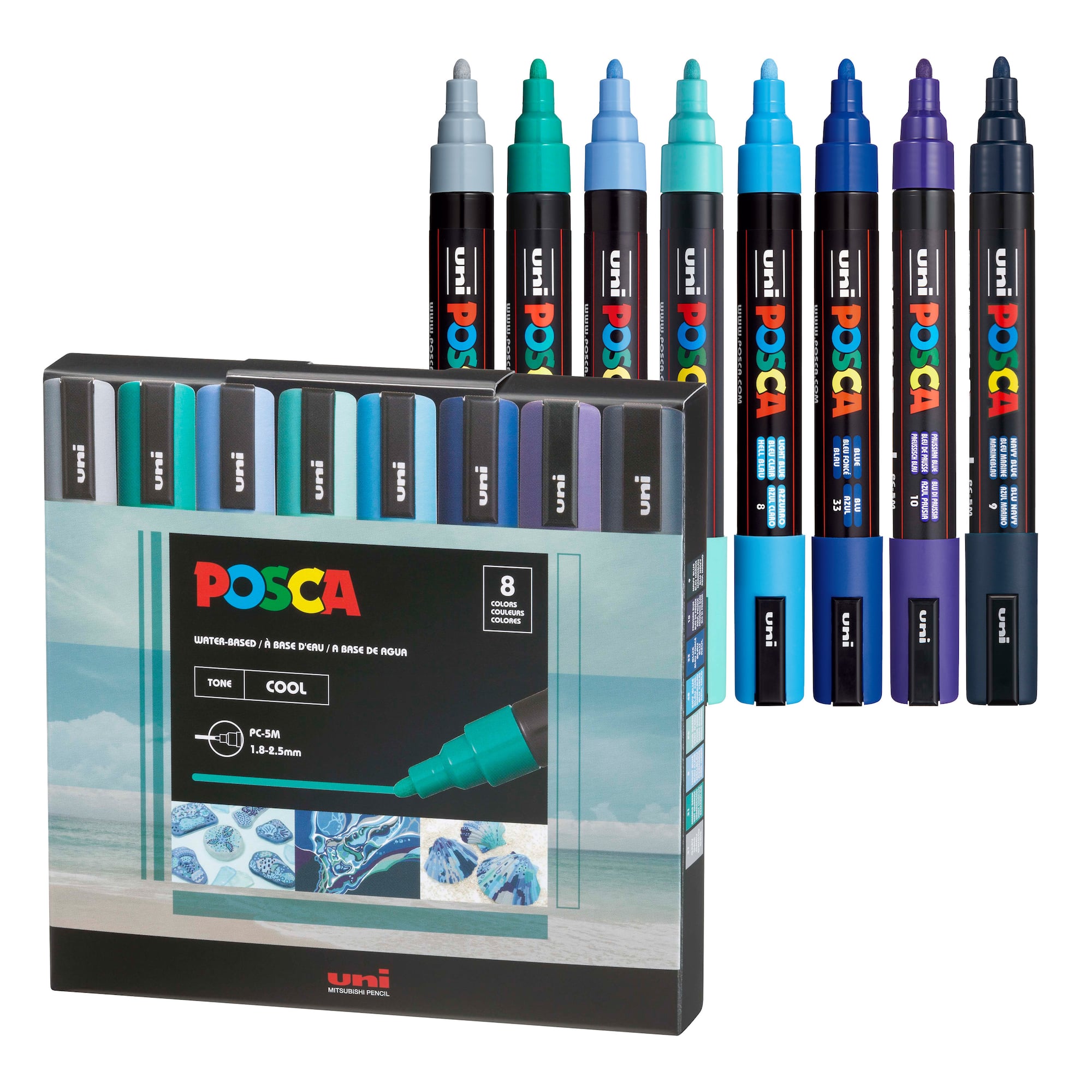 POSCA PC-5M Cool Tones Paint Marker Set